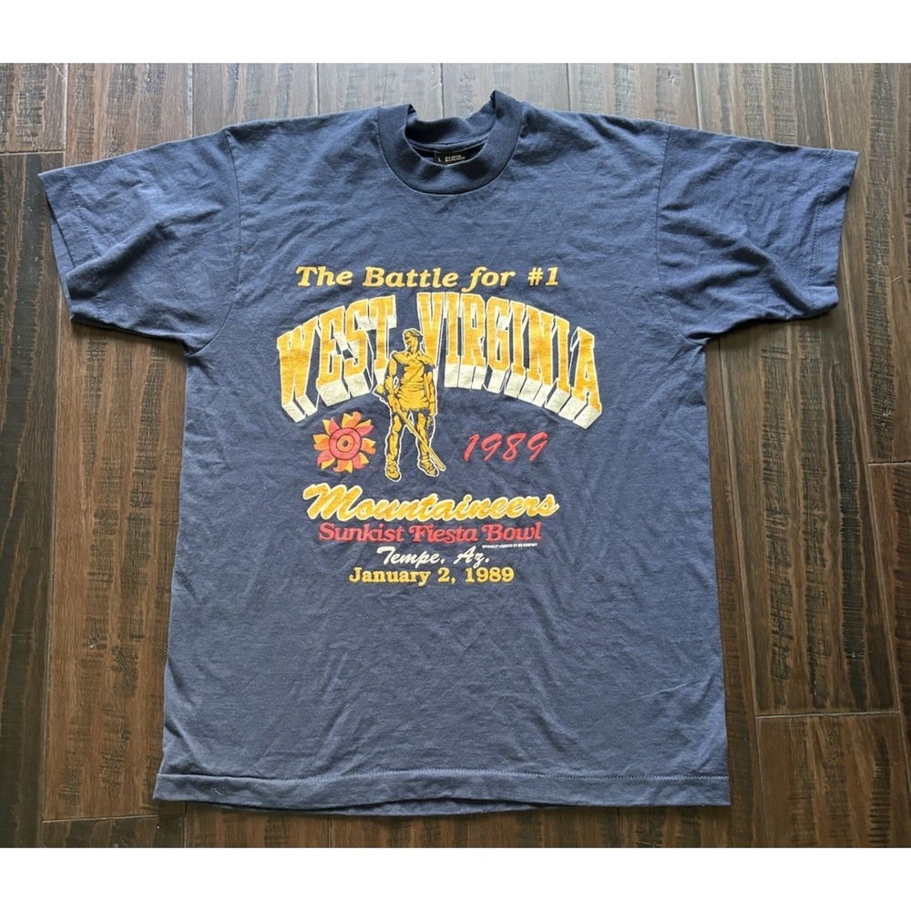West Virginia Shirt Adult L Mountaineers Sunkist Fiesta Bowl 1989 Screen Stars